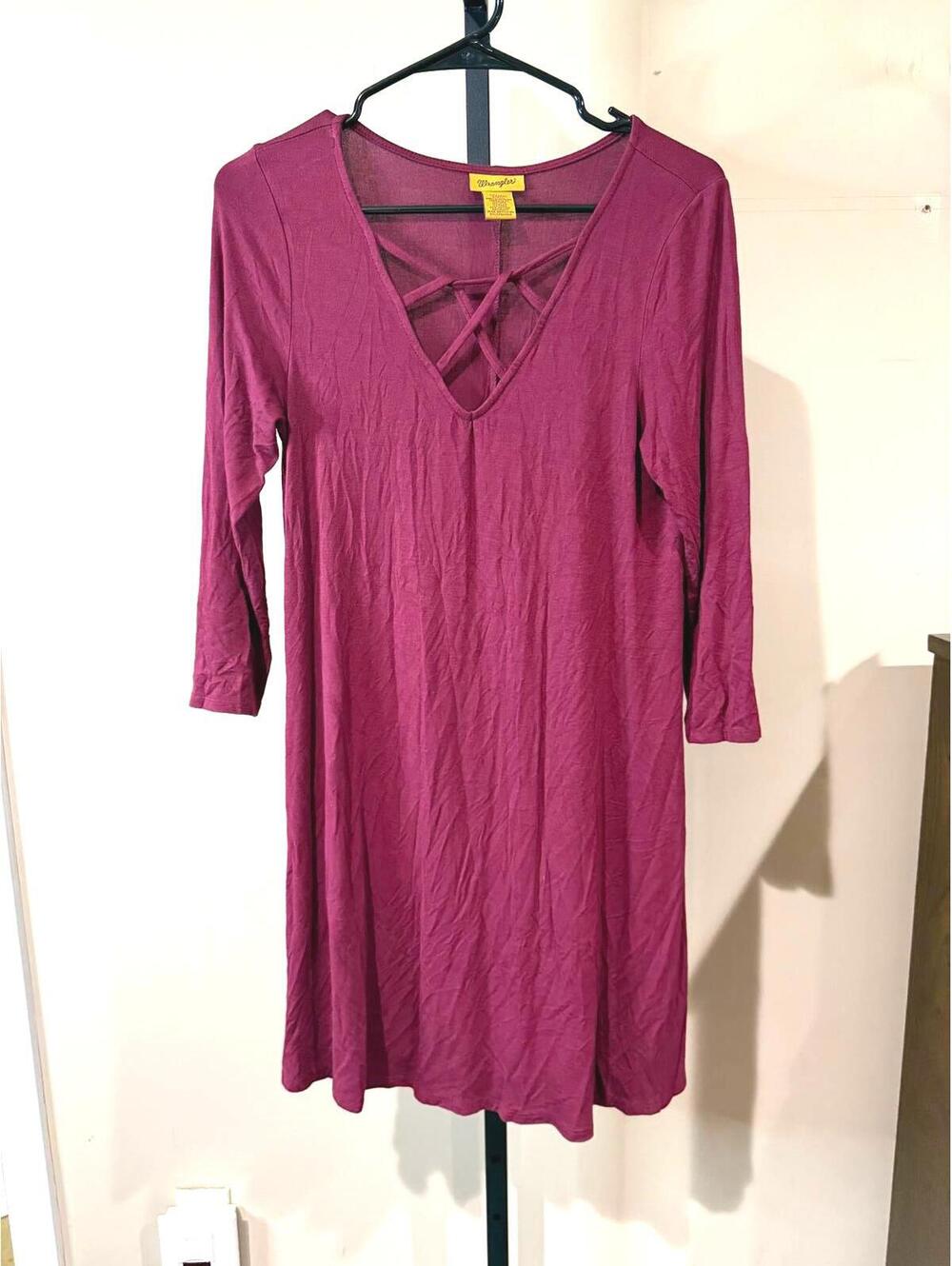 Wrangler Women's Long Sleeve Dress with Crisscross Detail Small